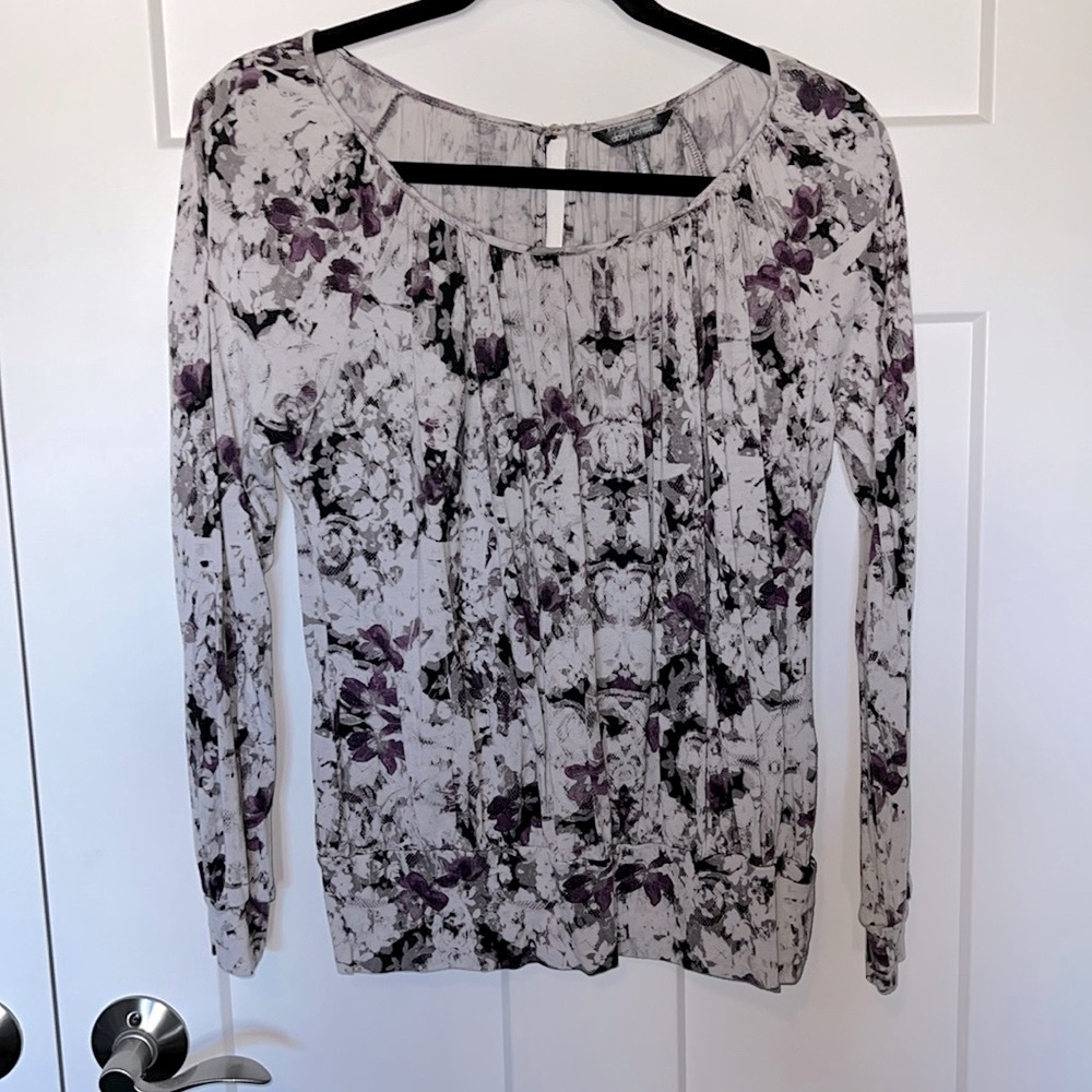 Flower Print Pleated Blouse